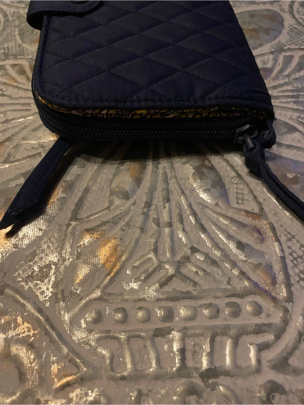 Vera Bradley Large Tab Wallet in Peacoat - Navy Blue Quilted Like New